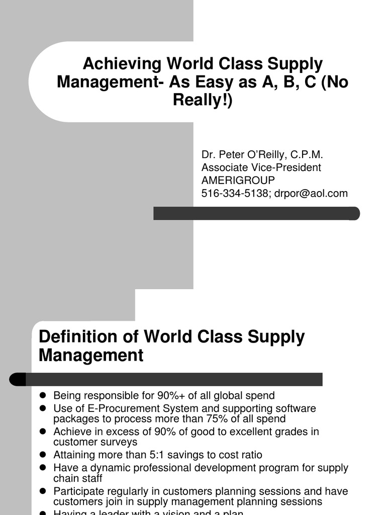 Achieving World Class Supply Management | PDF | Change Management ...