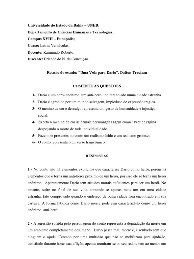 Uma Vela para Dario PDF Contos Tempo