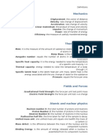 IB Physics Definitions Needed by The Syllabus of 2009