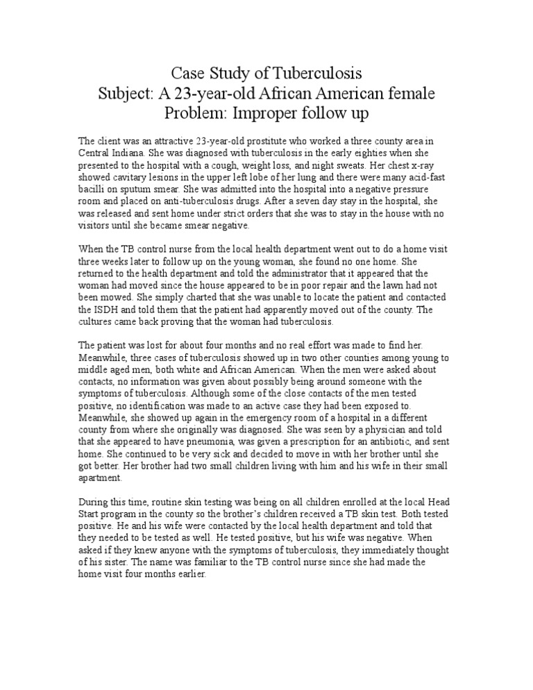 Tuberculosis case study questions picture