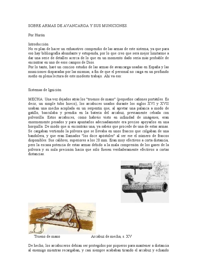 Sobre Armas de Avancarga y Sus Municiones | PDF | Munición | Pólvora