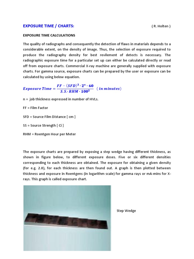 Radiography Exposure Time Calculations | PDF | Radiography | X Ray