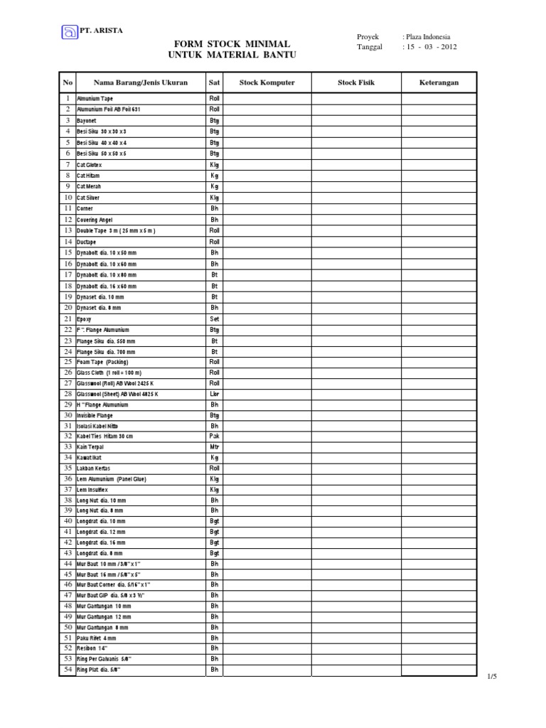 Material Stock List for Projects | PDF | Home & Garden