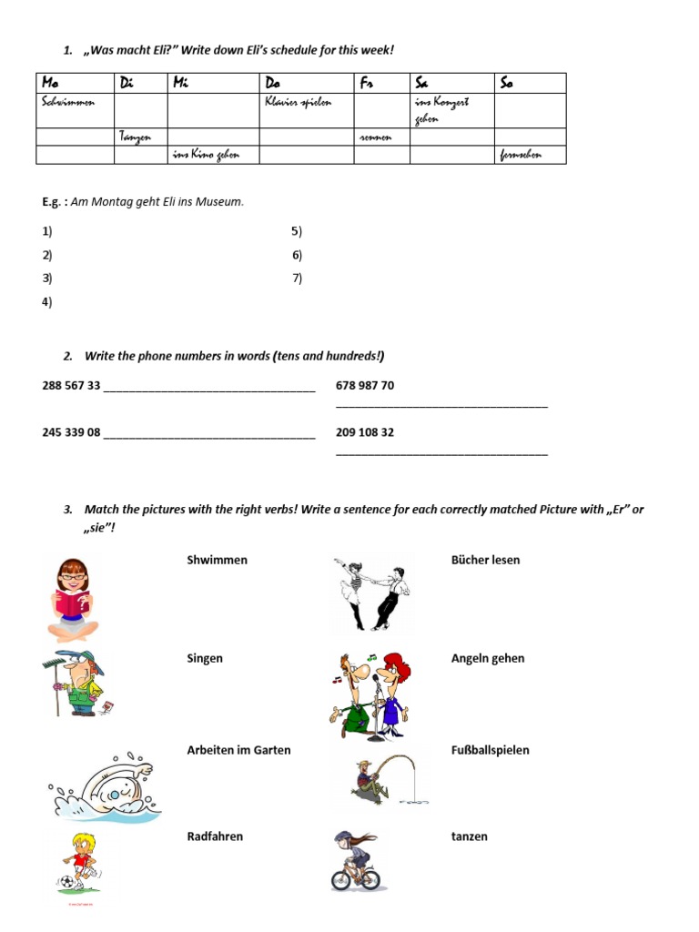 Simple German Exercise Level A1 | PDF