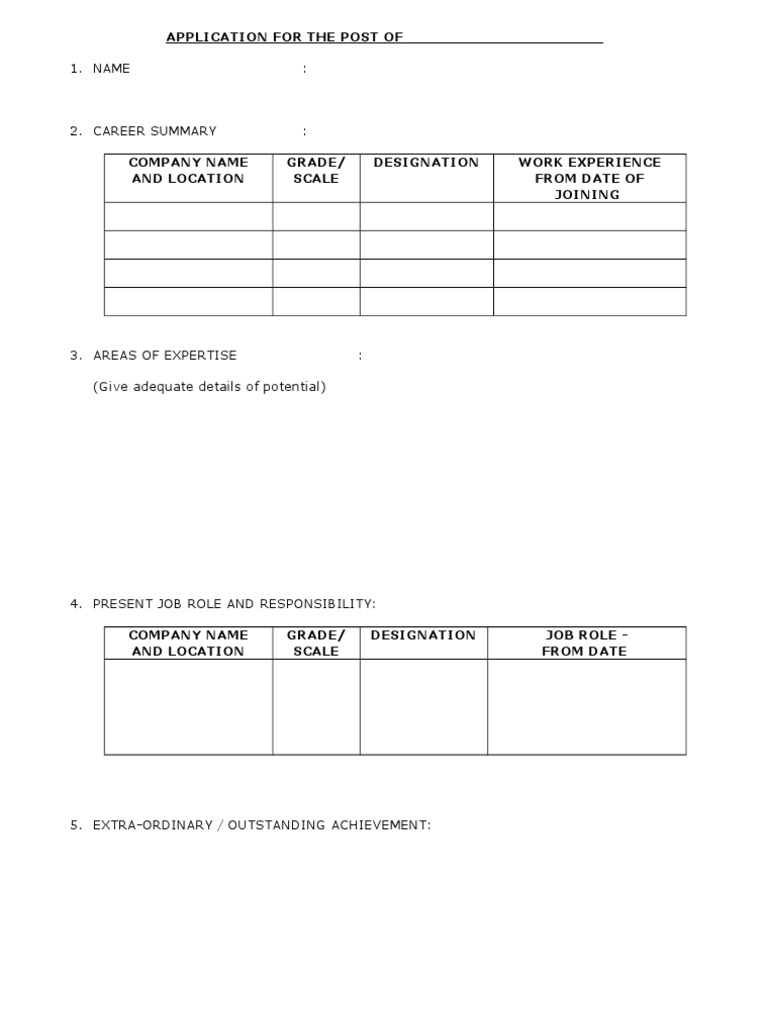 Job Application Form Template | PDF