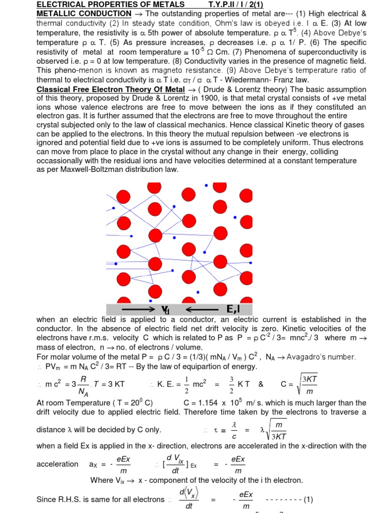 Electrical Properties of Metals Ty Electrical Resistivity And