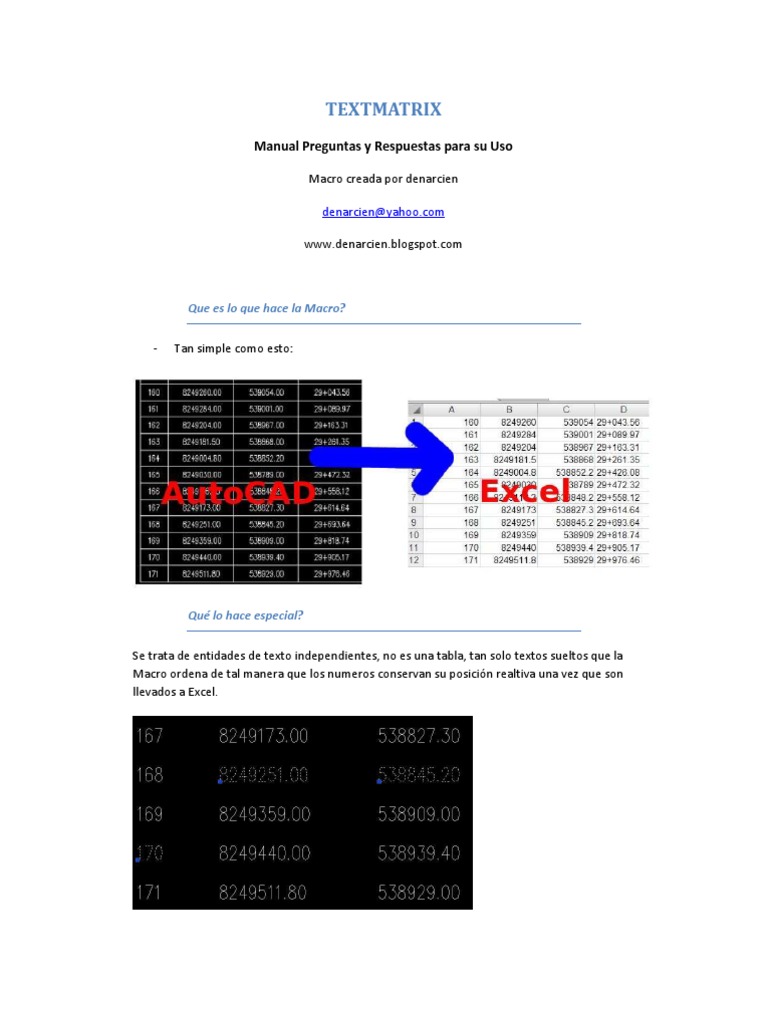 Text Matrix Por Denarcien | PDF | Microsoft Excel | Macro (informática)