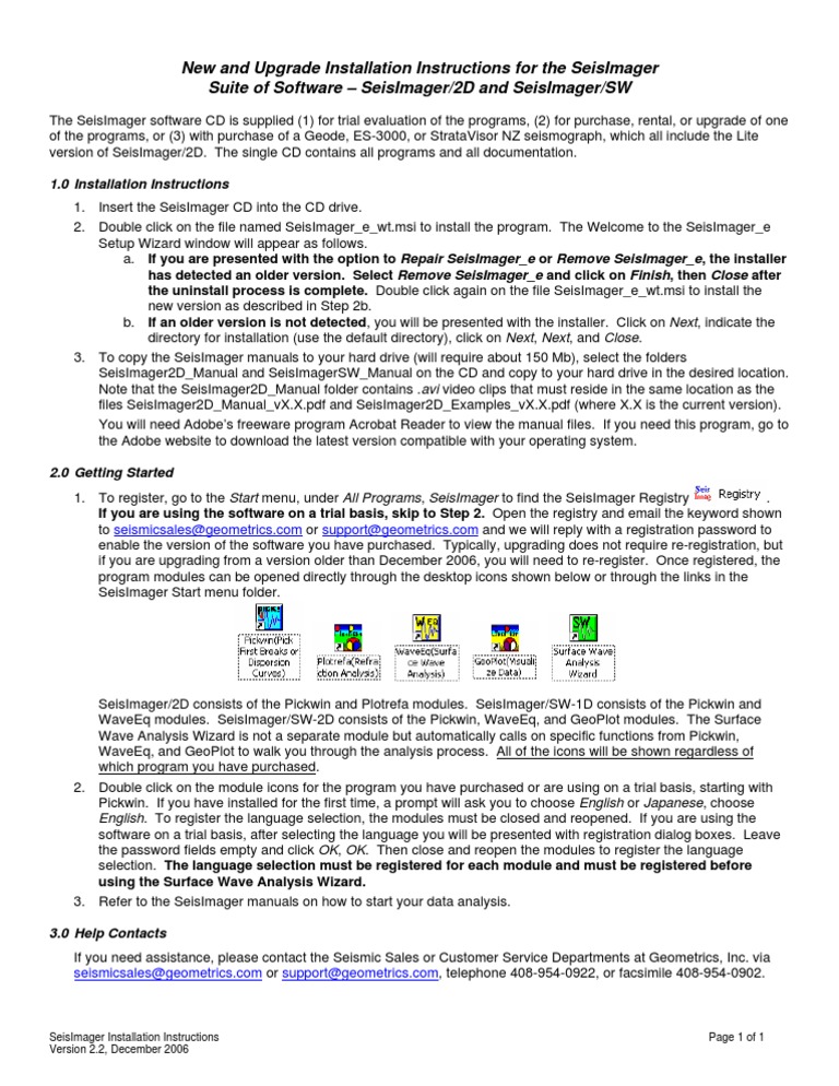 SeisImager Software Installation Guide | PDF | Portable Document Format ...
