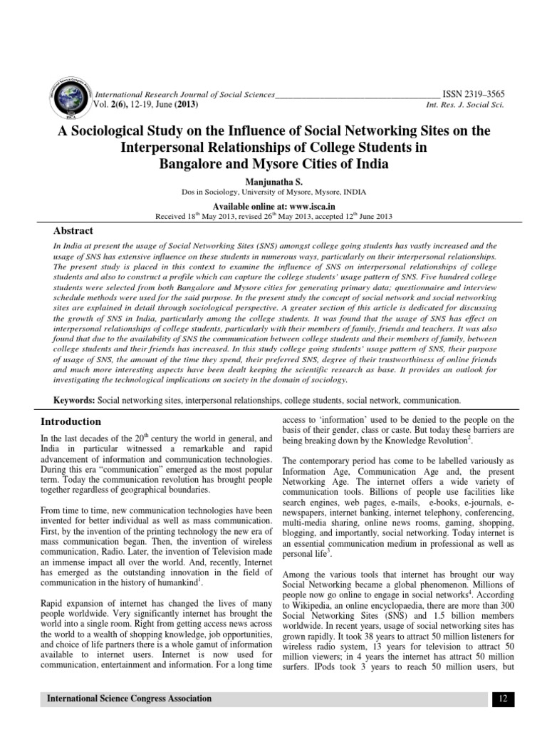 Influence of Social Networking on Students | PDF | Social Networking ...