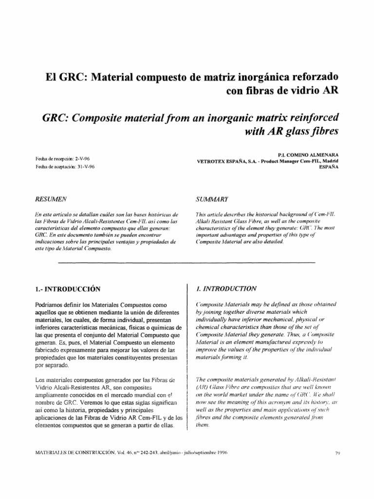 Materiales de Construcción - GRC | PDF | Compuesto Dental | Cemento