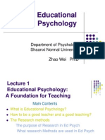 Educational Psychology: Department of Psychology Shaanxi Normal University Zhao Wei PH.D
