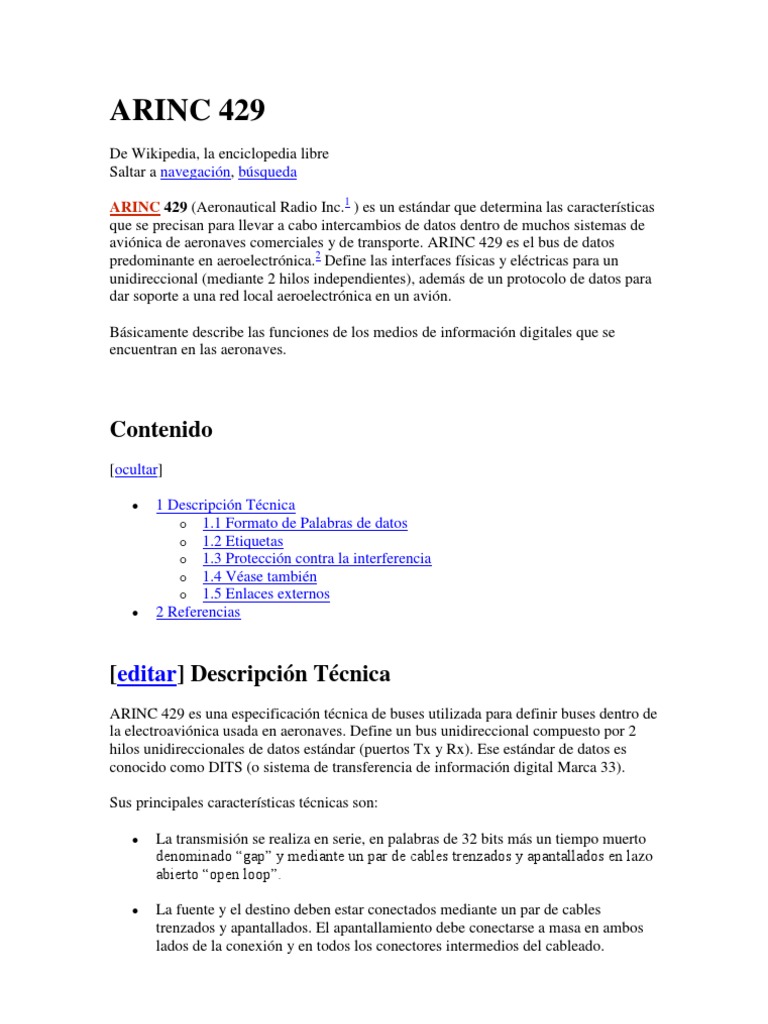 ARINC 429: Estándar de Datos Aeroespaciales | PDF | Telecomunicaciones ...