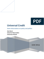 Universal Credit: Some Observations On Policy and Politics