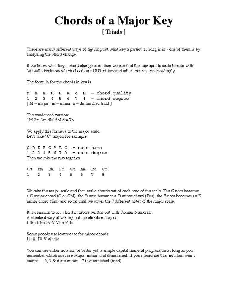 Chords of A Major Key | PDF | Teaching Methods & Materials