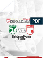 Boletin de Prensa Cali vs Santa Fe 15-6-13