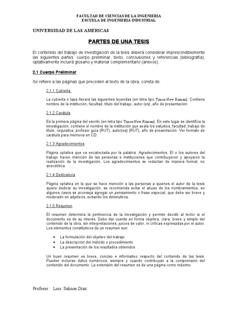 Partes de Una Tesis PDF Bibliografía Science