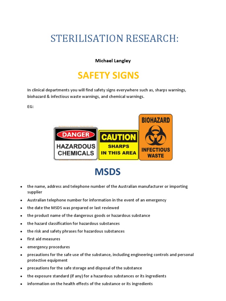 Sterilization Safety and Chemical Guidelines | PDF