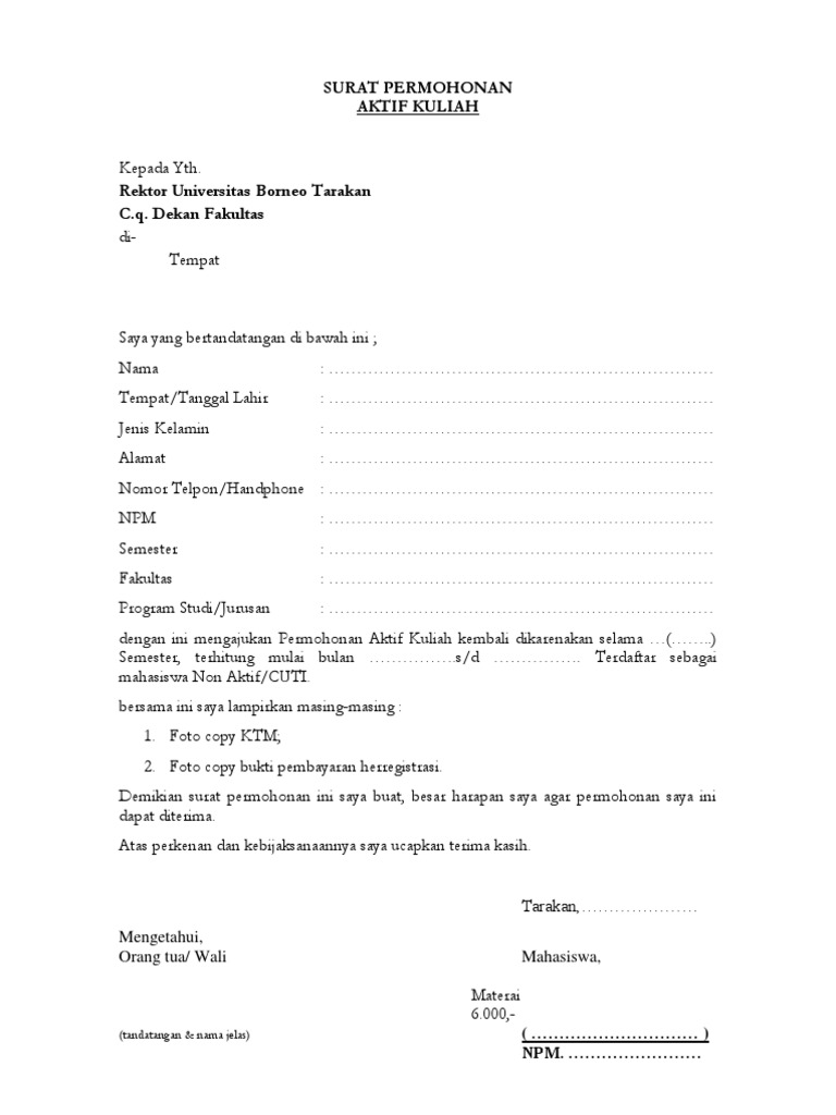 Contoh Surat Harapan Kuliah Image Exciting