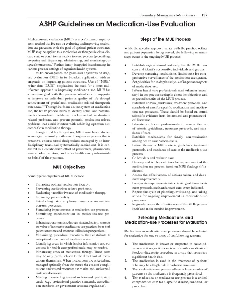 ASHP Medication Use Evaluation | PDF | Health Care | Pharmacy