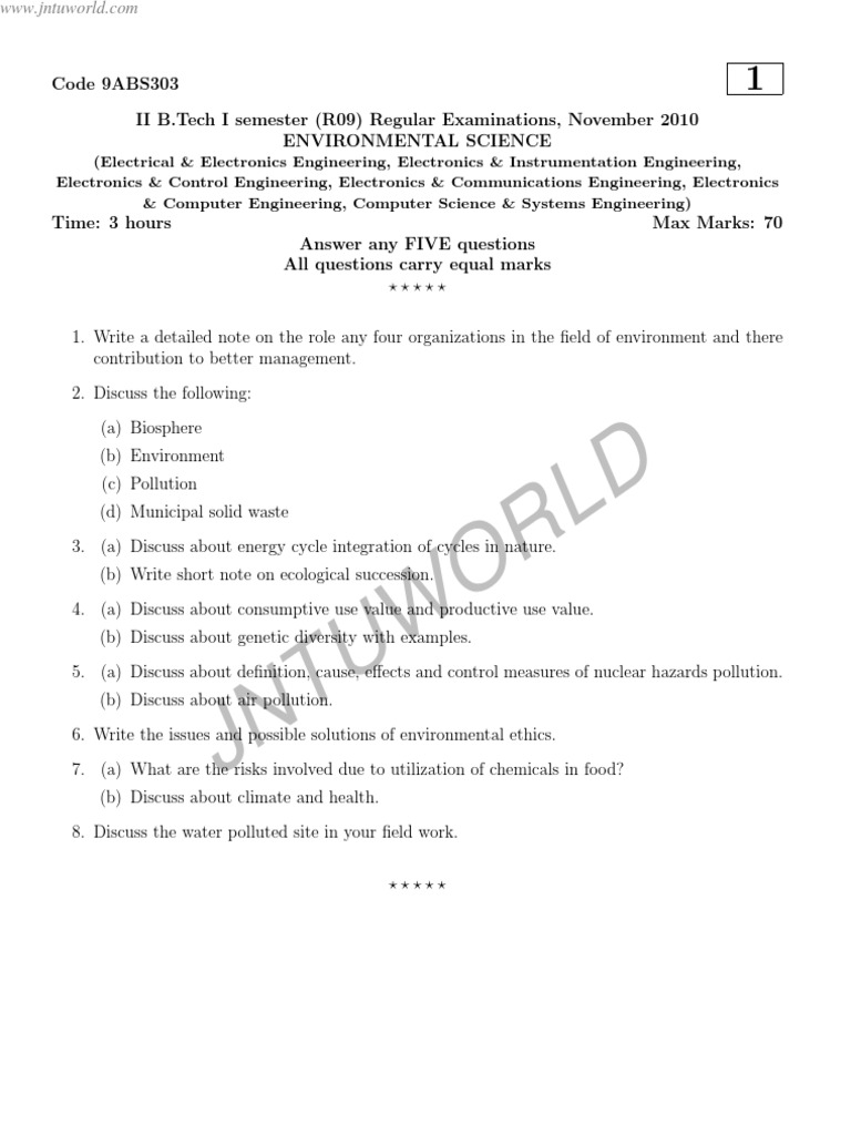 Environmental Science Exam Questions | PDF | Sustainability ...