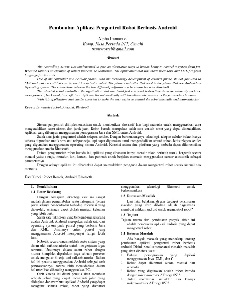 Jurnal Pa Pembuatan Aplikasi Pengontrol Robot Berbasis Android