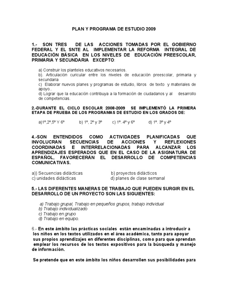 Plan y Programa de Estudio 2009 | PDF | Educación primaria | Educación ...