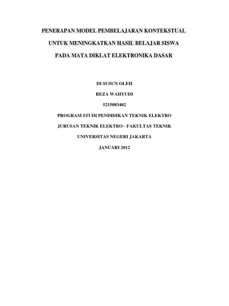 Penerapan Model Pembelajaran Kontekstual Pdf