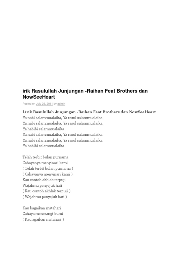 Lirik Lagu Raihan: Ya Rasulullah | PDF | Religion & Spirituality