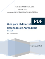 GUÍA PARA EL DESARROLLO Y EVALUACIÓN DE RESULTADOS DE APRENDIZAJE