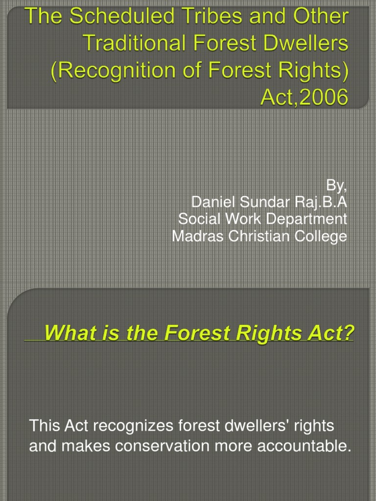 Forest Rights Act Overview 2006 | PDF | Ecology | Natural Resource ...