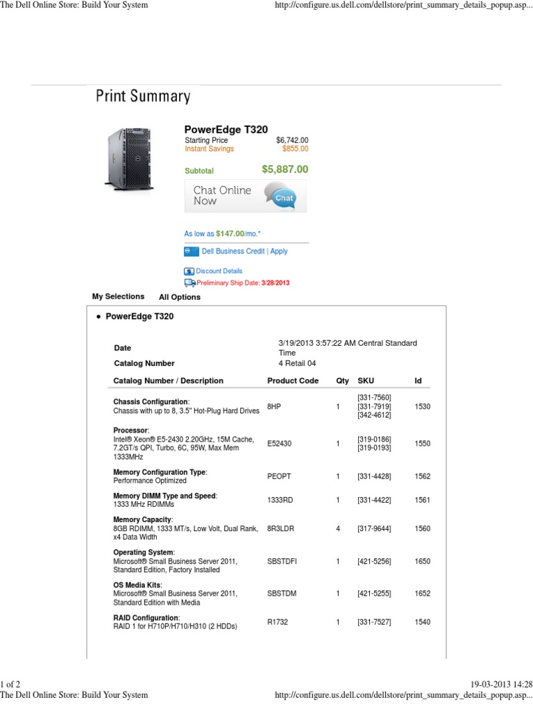 The Dell Online Store Build Your System PDF Credit (Finance