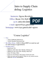 IE3103: Intro To Supply Chain Modeling: Logistics: Instructor: Office: Tel #: E-Mail: Homepage