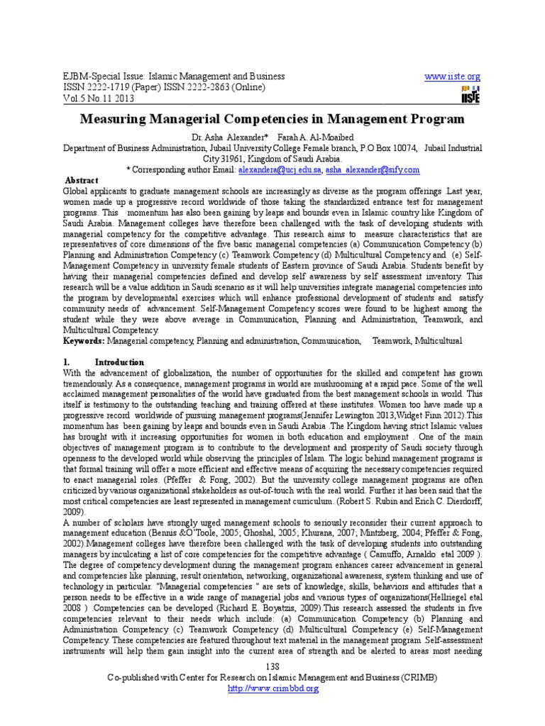 Measuring Managerial Competencies | PDF | Competence (Human Resources ...