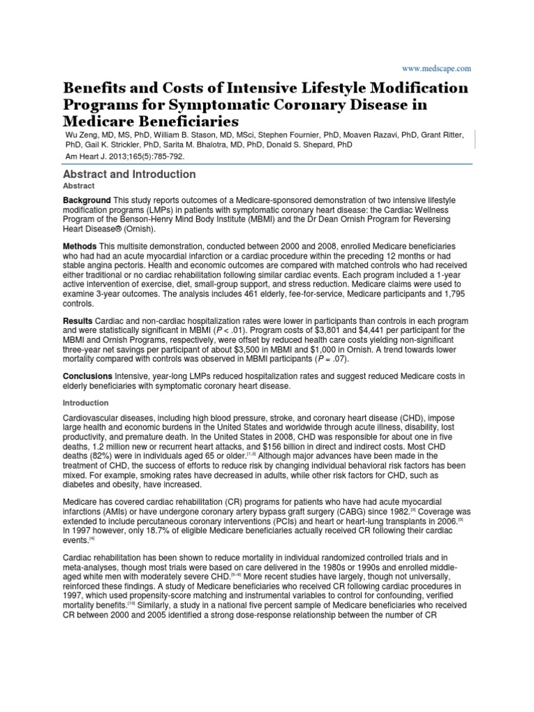 Life Style Modification | Download Free PDF | Coronary Artery Disease ...