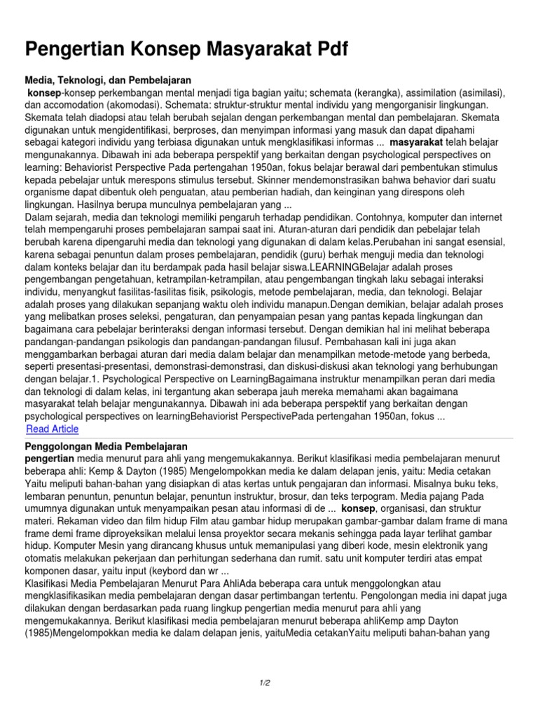 Pengertian Konsep Masyarakat PDF