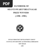 Handbook of Shanti Swarup Bhatnagar Prize Winners (1958 - 1998)