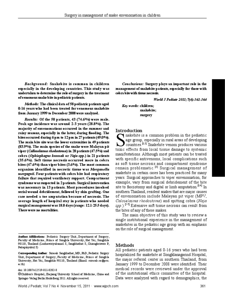 Snake Bite Surgery Necrosis