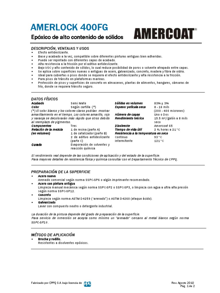 Amerlock 400: Epóxico Antideslizante | PDF | Epoxy | Pinturas