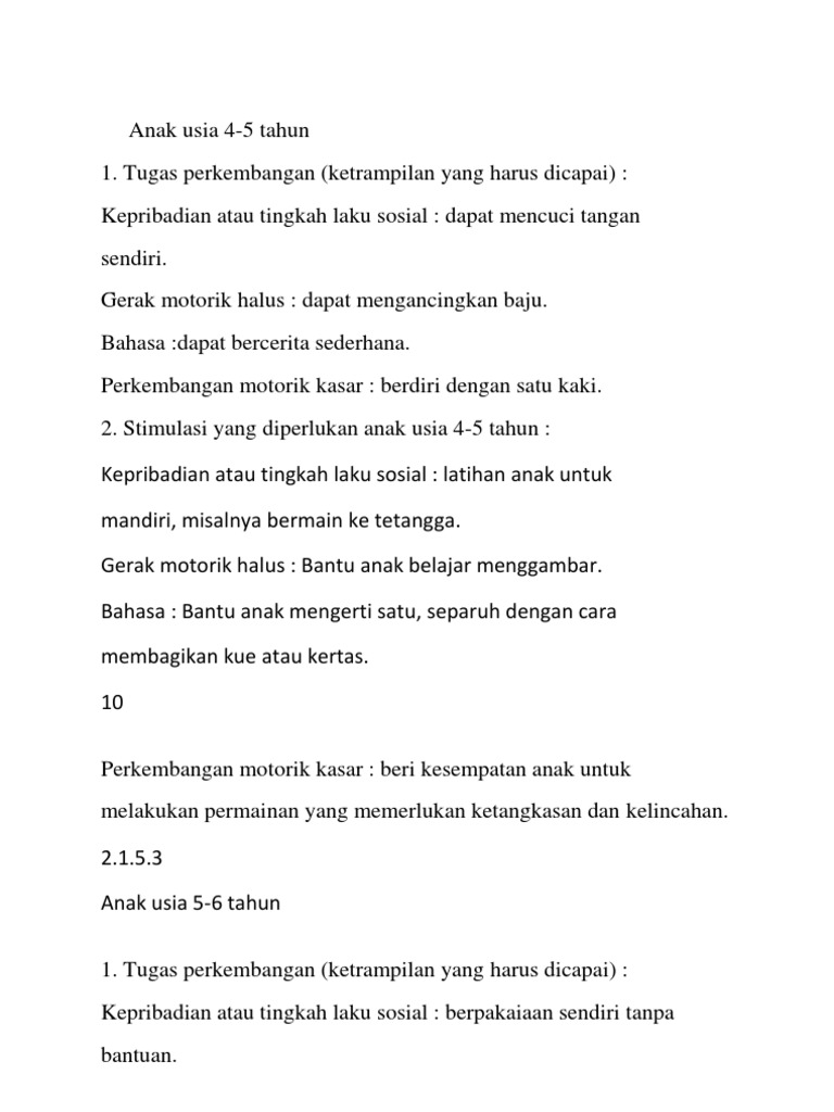 Tugas Perkembangan Anak Usia 5 6 Tahun - Berbagai Tahun