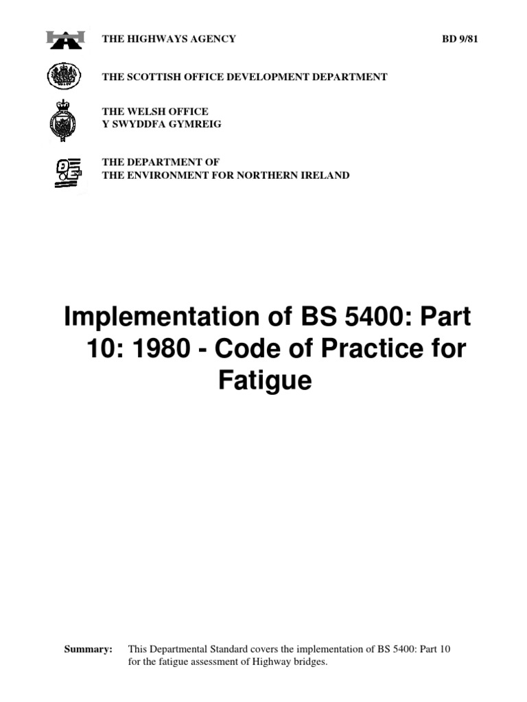 14.02 General Design Code of Practice For Fatigue BD 981 PDF