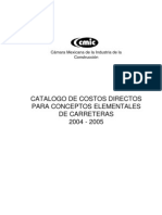 Catalogo de Costos Directos CARRETERAS PDF