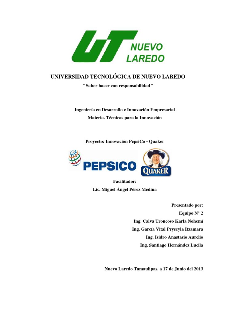 Innovación en Quaker de PepsiCo | PDF | Pepsi Co | Marca