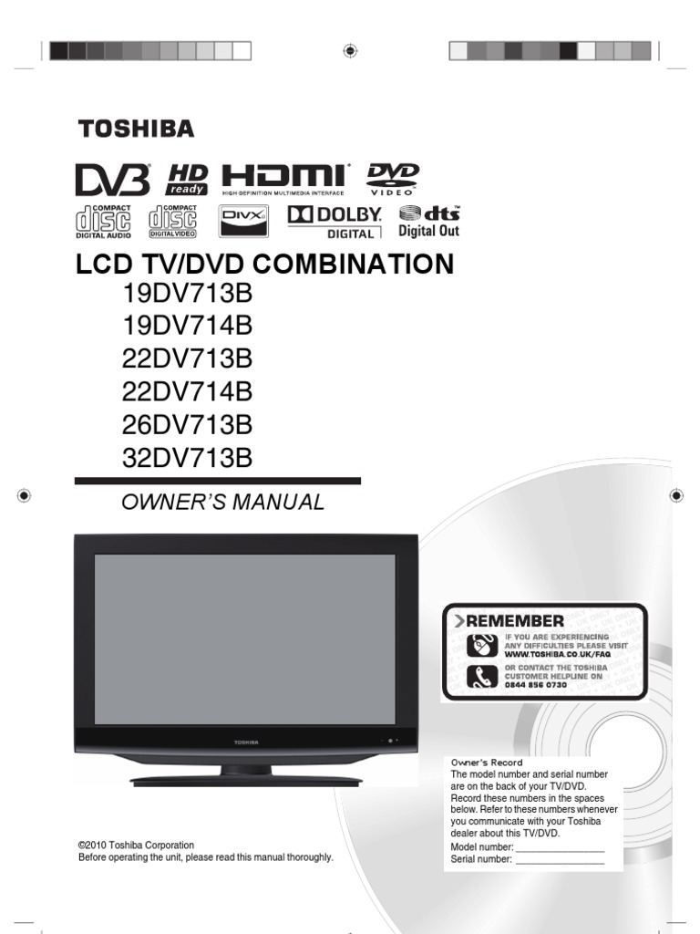 Toshiba LCD TV/DVD COMBINATION Hdmi Digital Television