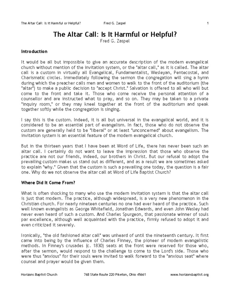 Evaluating the Altar Call Practice | PDF | Sermon | Jesus