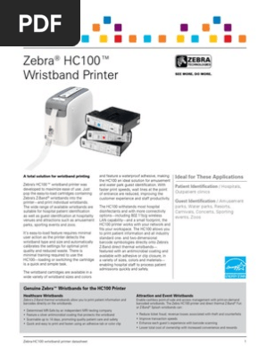 Zebra HC100 Wristband Printer Datasheet en Us
