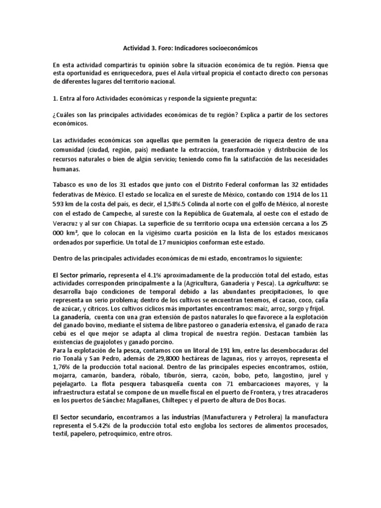 Principales Actividades Economicas de Tabasco | PDF | México | Petróleo