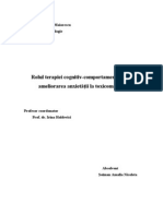 Rolul terapiei cognitiv-comportamentale în ameliorarea anxietăţii la toxicomani