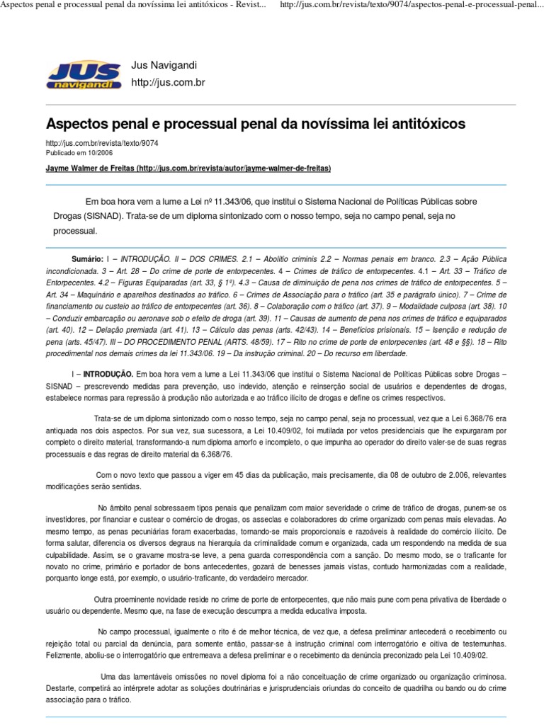 O Que Significa Procedimento Especial Da Lei Antitóxicos
