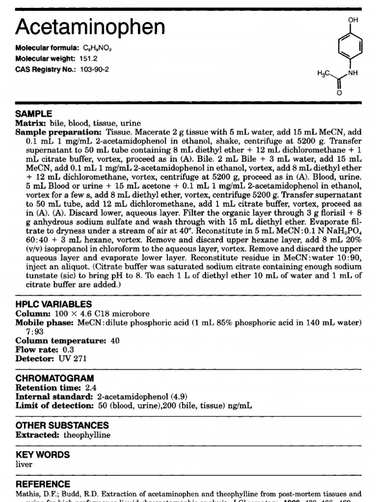 HPLC Analysis of Acetaminophen | PDF | Chromatography | High ...