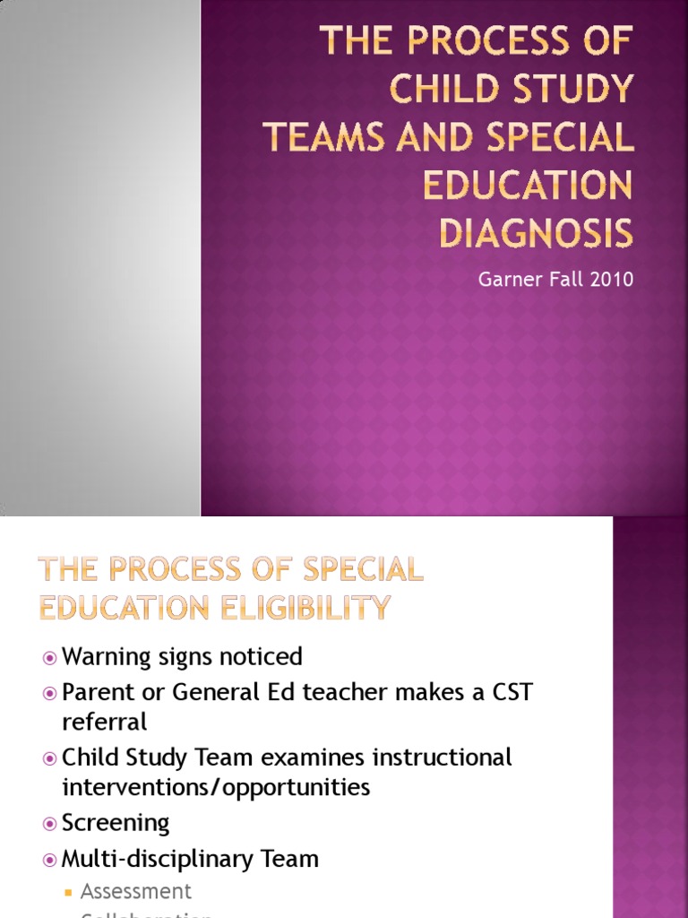 The Process of Child Study Teams and Special PDF Individualized